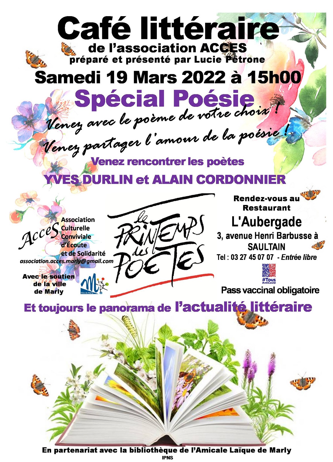 Saultain Cafe Litteraire Special Poesie Le 19 Mars Scaldis Fr